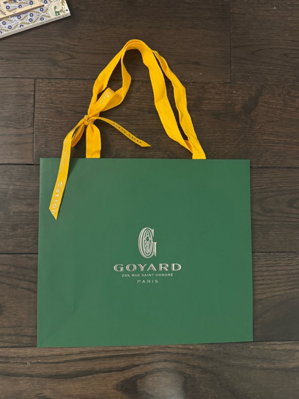 Goyard Authentic Designer Luxury Green Shopping Bag and Ribbon from Paris